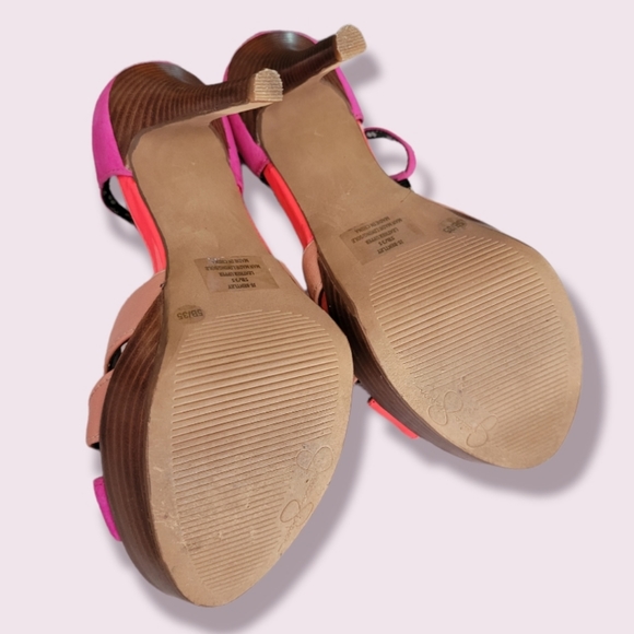 Jessica Simpson pink orange high heels leather & suede stiletto size 5 - Picture 11 of 11